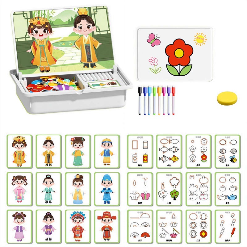 Magnetic Dress-Up Puzzle Book – Creative Magnetic Face & Outfit Game, New Upgrade Educational Travel Toy (Expression Changing Show) ﻿ (Green) - Image 1